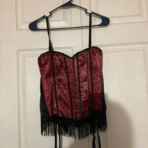 Red and Black Leopard Print Chemise S